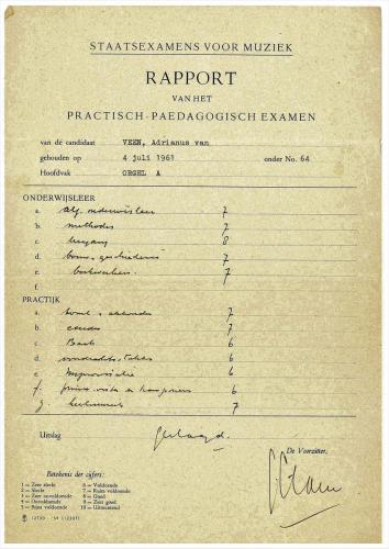 1961, rapport praktisch pedagogisch examen, Ad van Veen